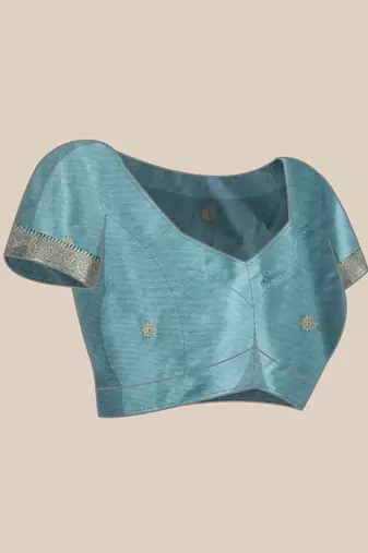Blue woven art silk traditional saree with blouse piece