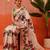 Beige printed silk blend ethnic saree with blouse piece