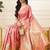 Pink woven art silk traditional saree with blouse piece
