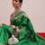 Green printed art silk ethnic saree with blouse piece