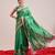 Green printed art silk ethnic saree with blouse piece