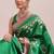 Green printed art silk ethnic saree with blouse piece