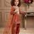 orange pure heavy natural crepe salwar suit set with heavy embroidery sequence work - designer party wear