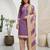 Purple printed cotton blend stitched geometric print salwar kurta dupatta for women