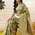 Olive woven art silk traditional saree with blouse piece