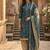 Teal printed cotton blend stitched floral print salwar kurta dupatta for women