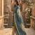 Teal printed cotton blend stitched floral print salwar kurta dupatta for women