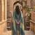 Teal printed cotton blend stitched floral print salwar kurta dupatta for women