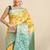 Yellow floral zari brocade traditional saree with blouse piece