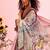 Grey printed cotton blend ethnic saree with blouse piece