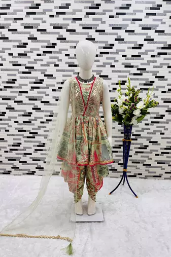 Multi heavy chinon silk salwar suit set with digital print with embroidered sequence work - designer party wear