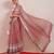 Maroon printed cotton blend ethnic saree with blouse piece
