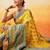 Yellow woven art silk traditional saree with blouse piece