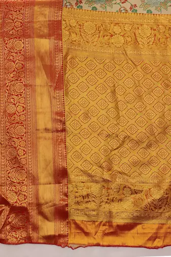 Multicolor woven art silk traditional saree with blouse piece