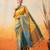 Yellow woven art silk traditional saree with blouse piece