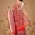 Red printed cotton blend ethnic saree with blouse piece