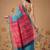 Blue printed cotton blend ethnic saree with blouse piece