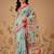 Blue printed cotton blend ethnic saree with blouse piece