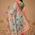Blue printed cotton blend ethnic saree with blouse piece