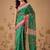 Green printed cotton blend ethnic saree with blouse piece