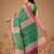 Green printed cotton blend ethnic saree with blouse piece