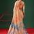 Peach printed organza ethnic saree with blouse piece