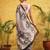 Off white printed silk cotton ethnic saree with blouse piece