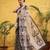 Off white printed silk cotton ethnic saree with blouse piece