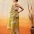 Yellow printed cotton blend ethnic saree with blouse piece
