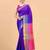 Blue plain art silk traditional saree with blouse piece