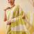 Yellow printed cotton blend ethnic saree with blouse piece