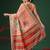 Peach printed cotton blend ethnic saree with blouse piece