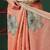 Peach printed cotton blend ethnic saree with blouse piece