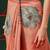 Peach printed cotton blend ethnic saree with blouse piece