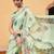 Green printed cotton blend ethnic saree with blouse piece