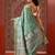 Sea green printed art silk ethnic saree with blouse piece