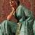 Sea green printed art silk ethnic saree with blouse piece