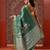 Green printed art silk ethnic saree with blouse piece