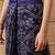 Navy blue printed cotton blend ethnic saree with blouse piece