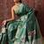 Green printed art silk ethnic saree with blouse piece