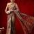 Brown printed cotton blend ethnic saree with blouse piece