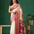 Off white printed art silk ethnic saree with blouse piece