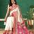 Off white printed art silk ethnic saree with blouse piece