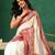 Off white printed art silk ethnic saree with blouse piece