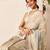 Beige printed silk cotton ethnic saree with blouse piece
