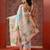Blue printed cotton blend ethnic saree with blouse piece