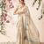 Beige printed silk cotton ethnic saree with blouse piece