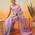 Purple printed tissue traditional saree with blouse piece