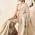 Beige printed silk cotton ethnic saree with blouse piece