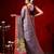 Purple printed cotton blend ethnic saree with blouse piece